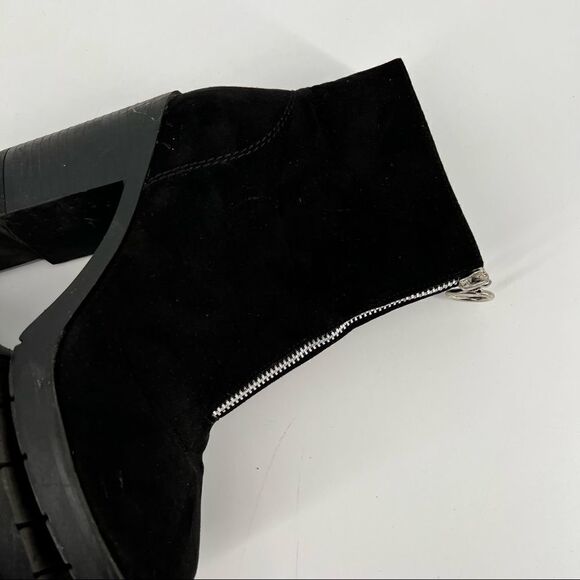 Primark Wide Fit Suede Bootie Size 6 chunky Y2k inspired zipper front disco - Picture 9 of 13